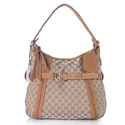 1:1 Gucci 247185 GG Running Medium Hobo Bags-Brown Fabric